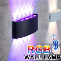 rgb led wall lamp remote dimming ac 85 265v indoor lighting decoration modern led aluminum fixture up down light for living room
