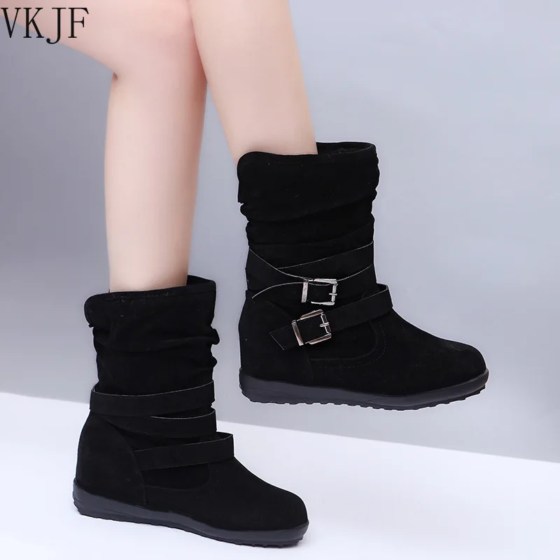 

2021 Popular European and American Large Snow Boots Women's Flat Sole Plush Nude Boots New Women's Shoes