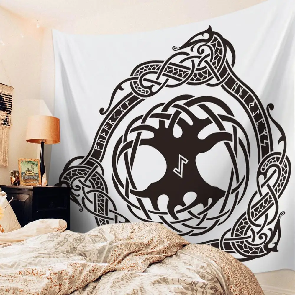 Мандала норсе Yggdrasil Скандинавский дизайн дерево в скандинавском стиле Викинги