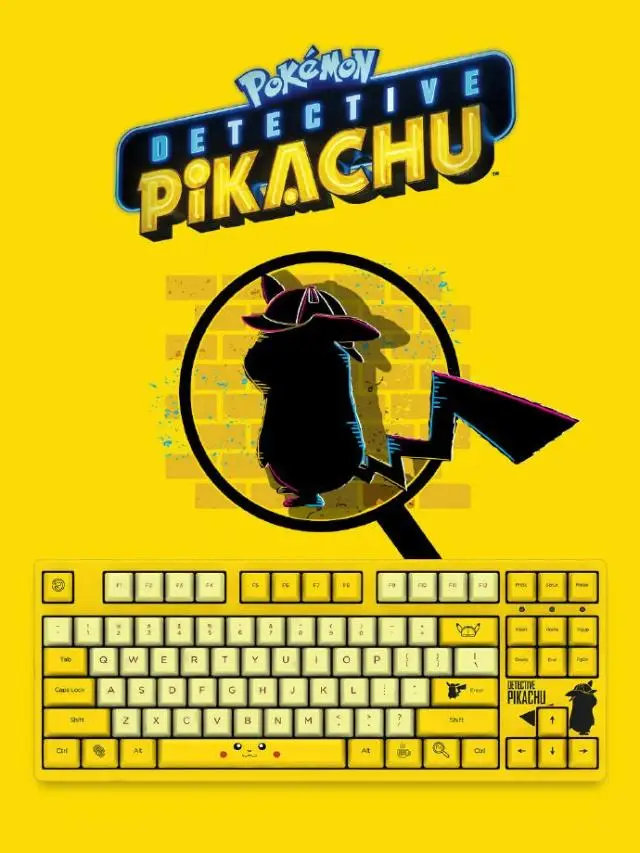 

Классическая игровая клавиатура Detective Pika Chu, японская мультяшная Проводная Механическая клавиатура с 87 клавишами и красными переключателям...