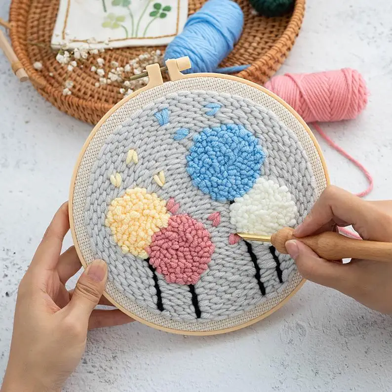

Dandelion Beginner Punch Needle Kits, DIY Embroidery Kit, Punch Needle Kit with Yarn, Punch Needle Pattern, Rug Hooking