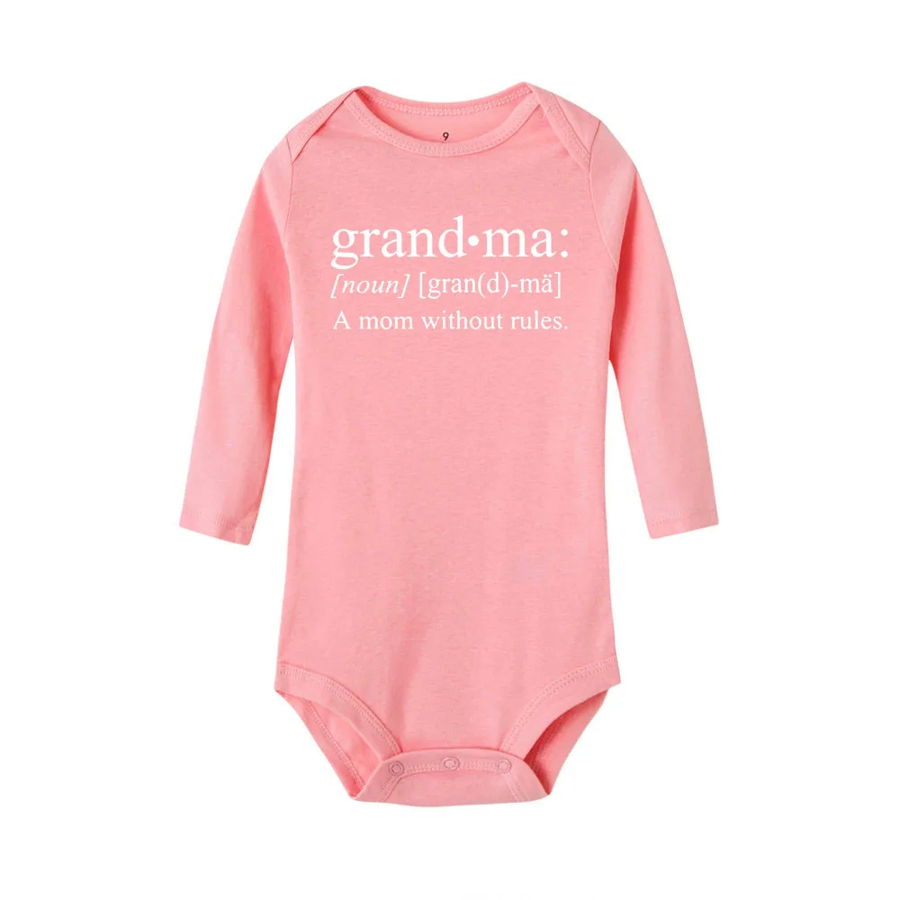 Лидер продаж; повседневная одежда для маленьких мальчиков с надписью «Grandma A Mom»; детские комбинезоны с длинными рукавами; хлопковая одежда для новорожденных девочек; комбинезон
