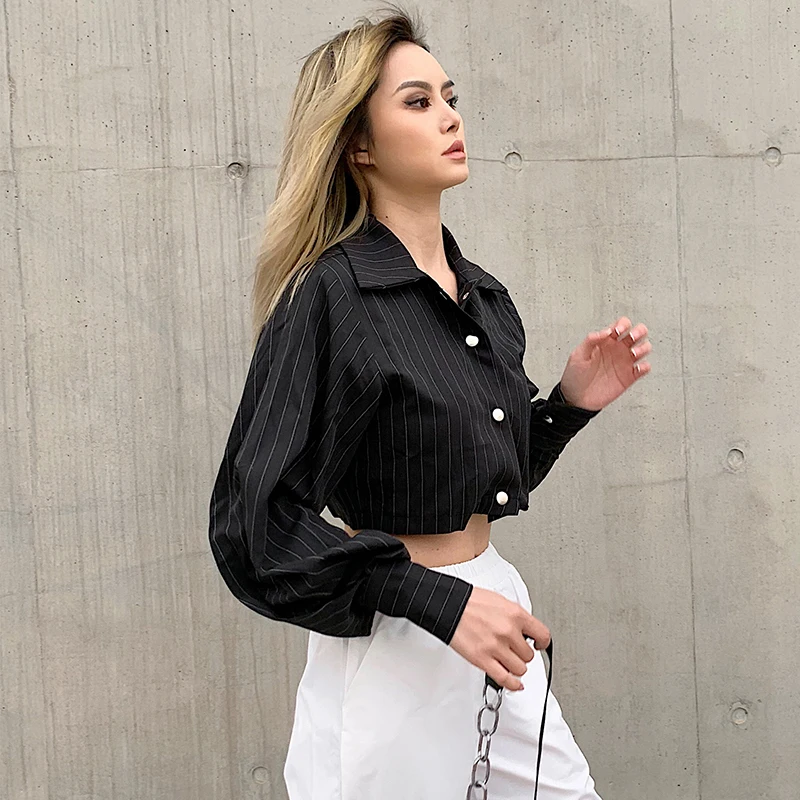 Женский Повседневный костюм в полоску черная футболка Корейском стиле с