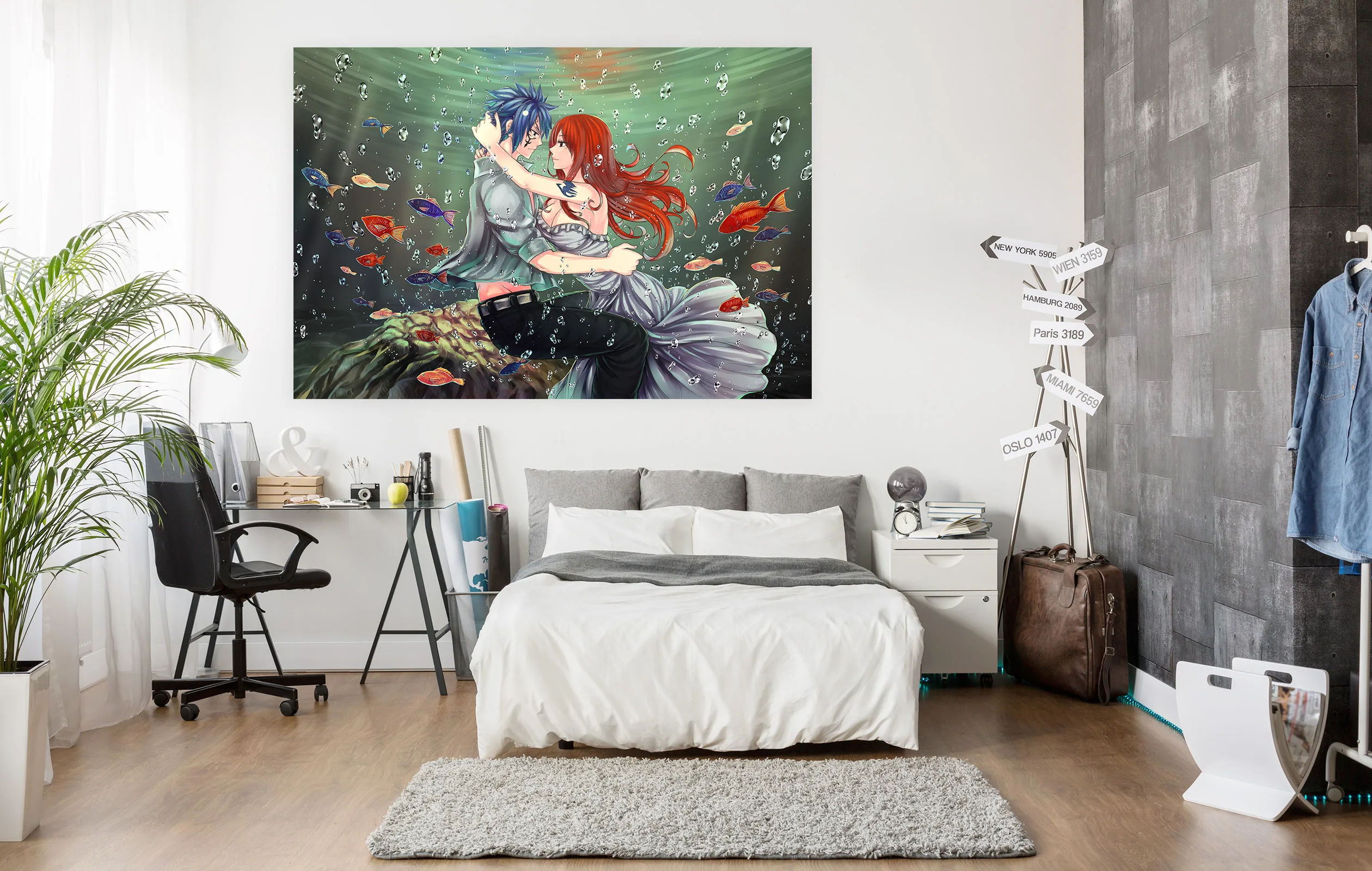 Самоклеящиеся 3D-наклейки на стену в стиле японского аниме с хвостом феи фотообои