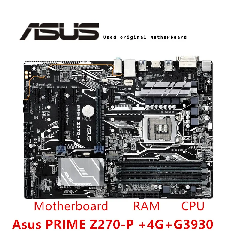 Для Asus PRIME Z270 P 4G G3930 оригинальная б/у Материнская плата Intel Z270M DDR4|Материнские