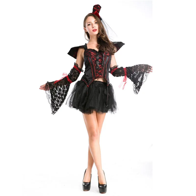Новый сексуальный женский топ вампира зомби + юбка темно красный призрак невесты