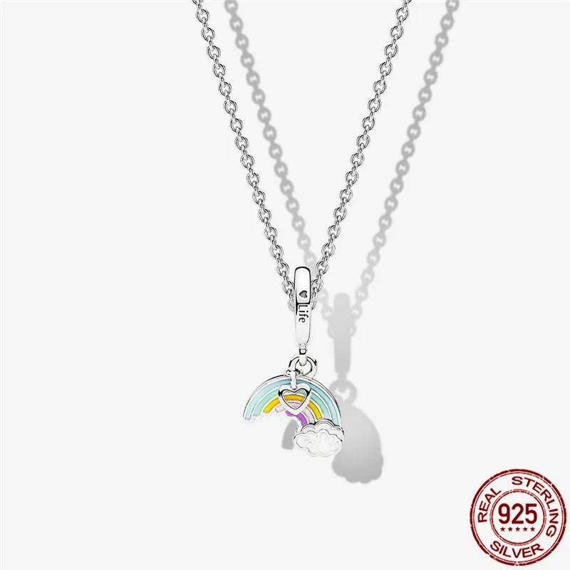 

925 Sterling Silver Rainbow Story Fit Original 3mm Bracelet&Bangle Making Fashion DIY Jewelry For Women