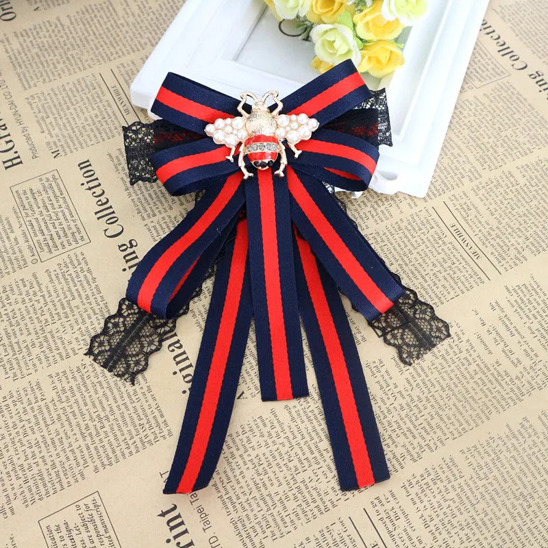 navy blue Женские хрустальные броши «бант» воротник булавка ювелирные изделия холст ткань бант брошь для женщин платье аксессуары для рубашек - Окраска металла: navy blue