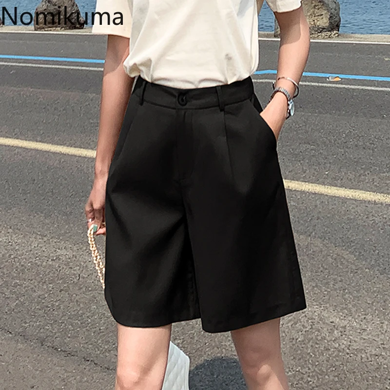 Nomikuma High Waist Shorts Women Solid Color Suit Short Pants Female Korean BF Style Streetwear 2020 New Leisure Daily 3a764 | Женская