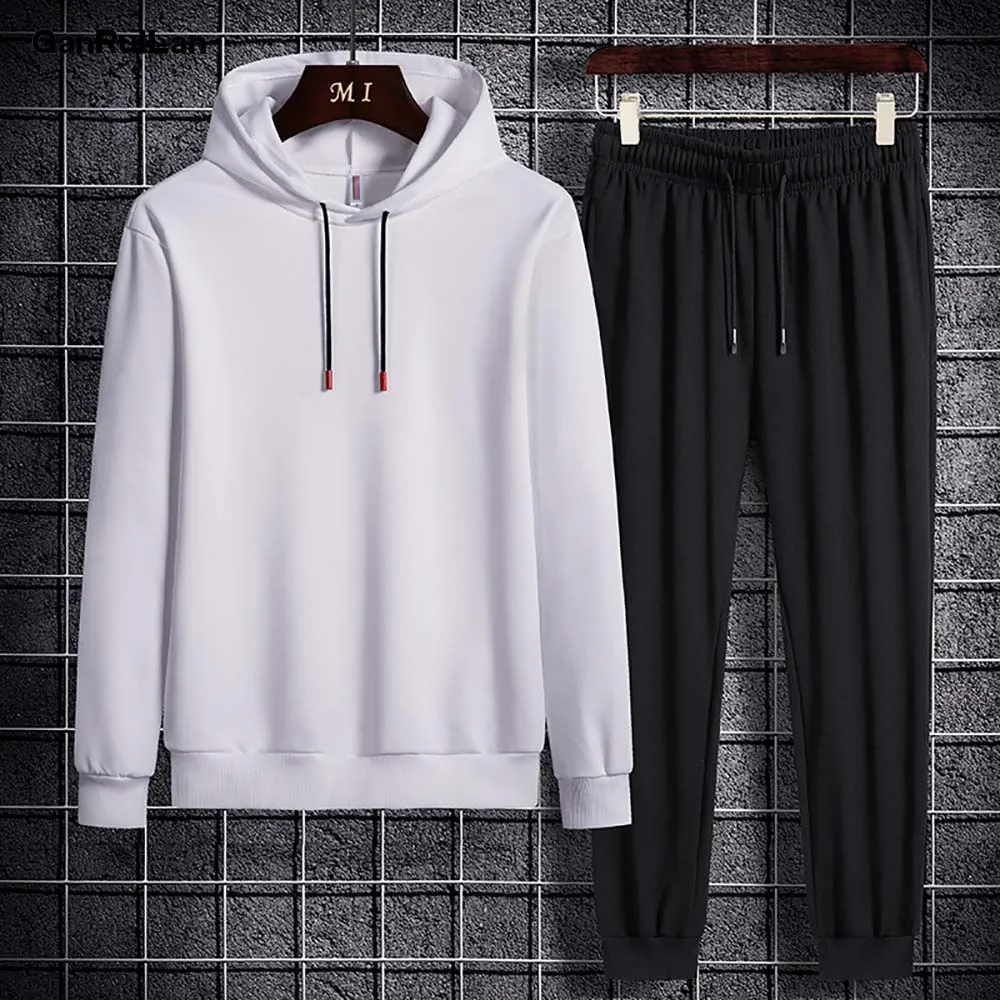 

2020 Hooded Men Sportswear Sets Spring Winter Casual Tracksuit Men Two Piece Suit Hoodies Sweatshirt + Sweatpants Male Sweatsuit