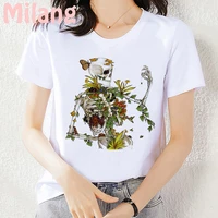 flower bones mujer camisetas white top t shirts summer aesthetics graphic casual short sleeve t shirt polyester womens t shirts