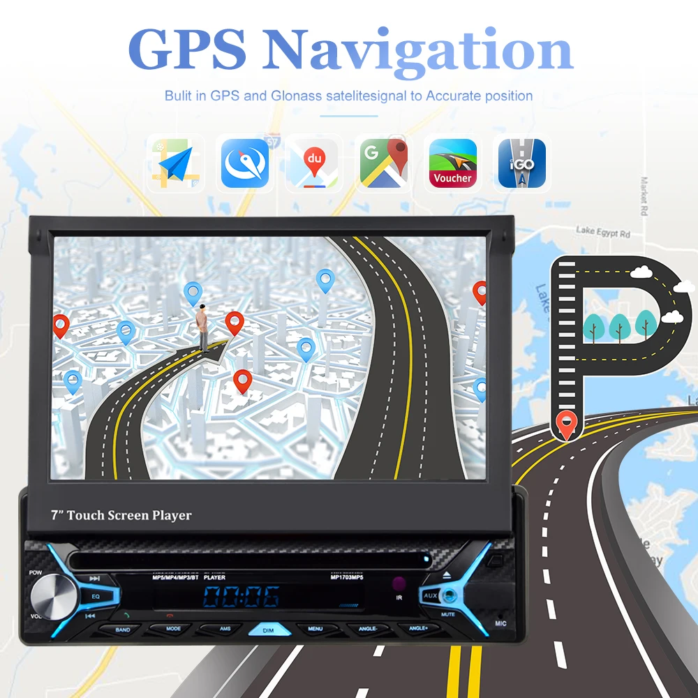 Автомагнитола Podofo 1 din 7 &quot Android стерео радио GPS навигация выдвижной сенсорный