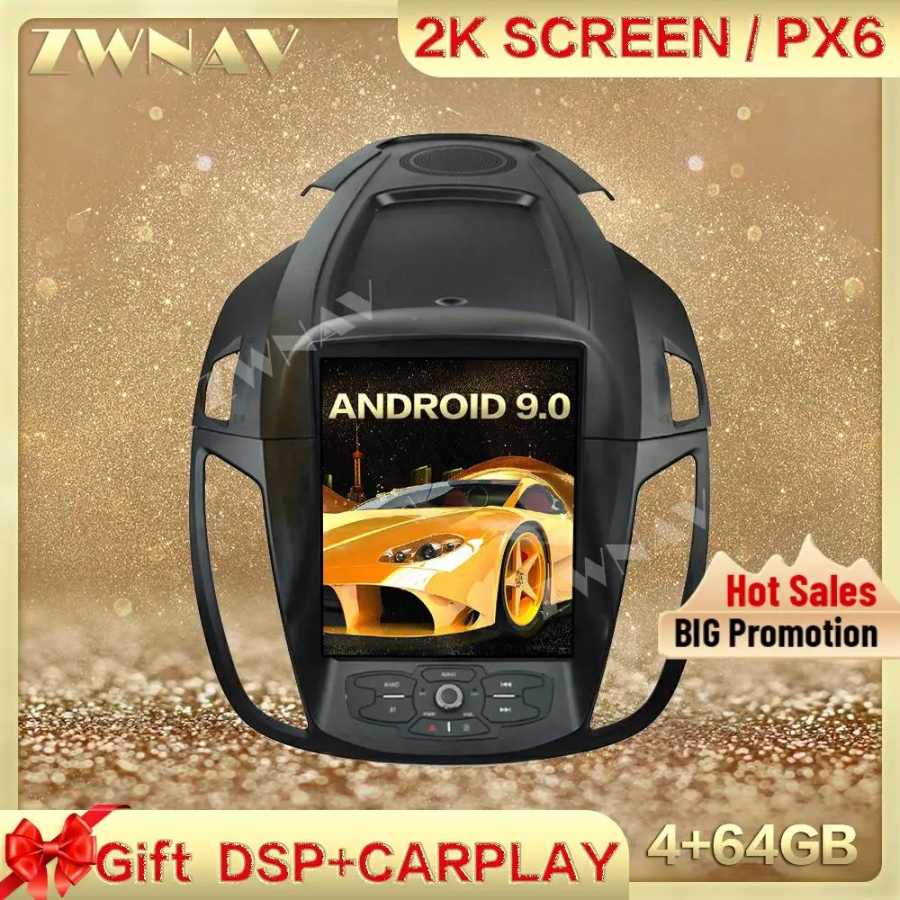 Verkaufen DSP Carplay Tesla Bildschirm 4 + 64GB Android 9,0 Auto-Multimedia-Player Für Ford KUGA 2013 2014 2015-2017 Radio Auto Stereo Kopf Einheit
