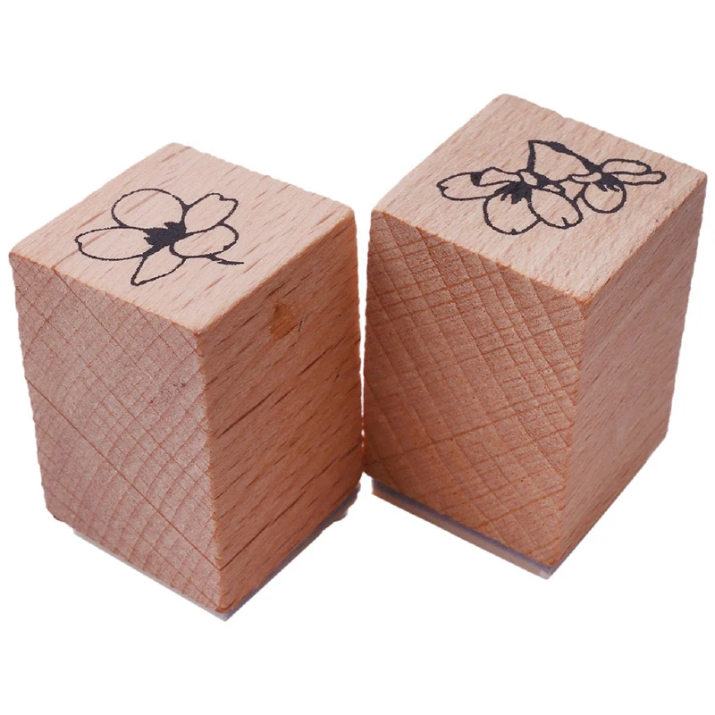 

20Pcs Vintage Flowers Branch Decoration Stamp Wooden Rubber Stamps & 800 Pcs Beads Head Marking Push Pins, 4 Colors