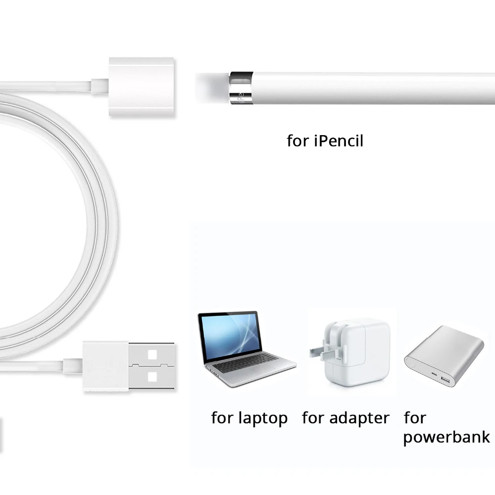 1M Pencil Charger Cable Adapter for iPad Pro 12.9 10.5 inch Male to Female Extension USB Charging Cord Apple Pen iPencil | Электроника