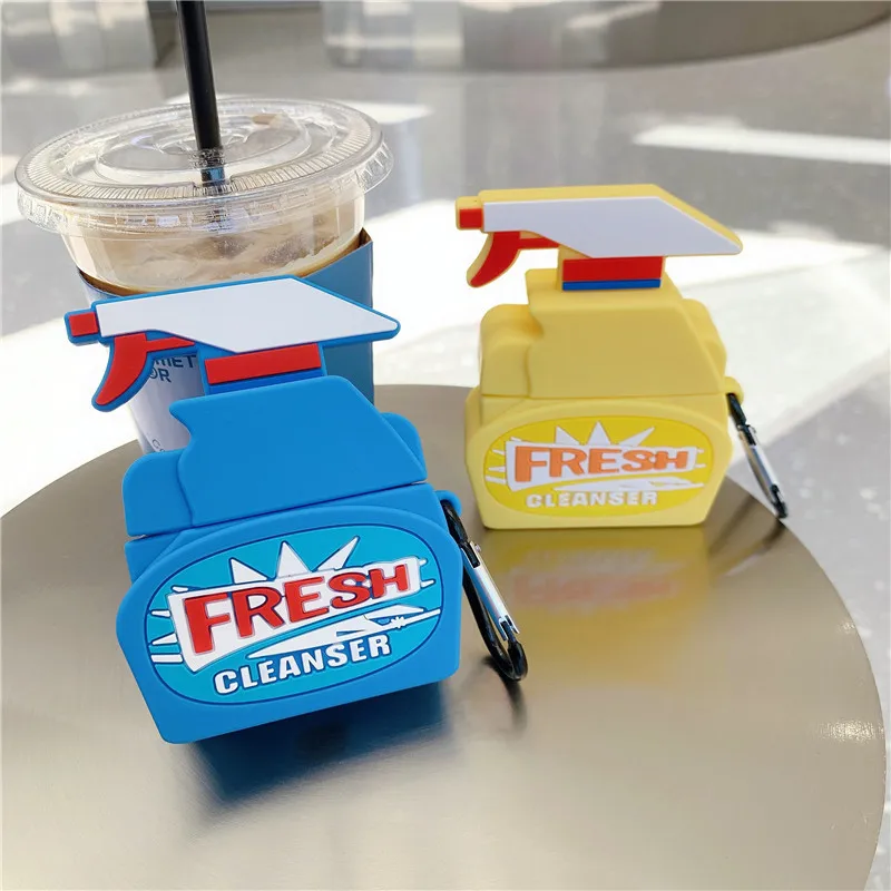 Для AirPods Pro Чехол 3D милый мультфильм свежее очищающее средство Бутылка Забавный