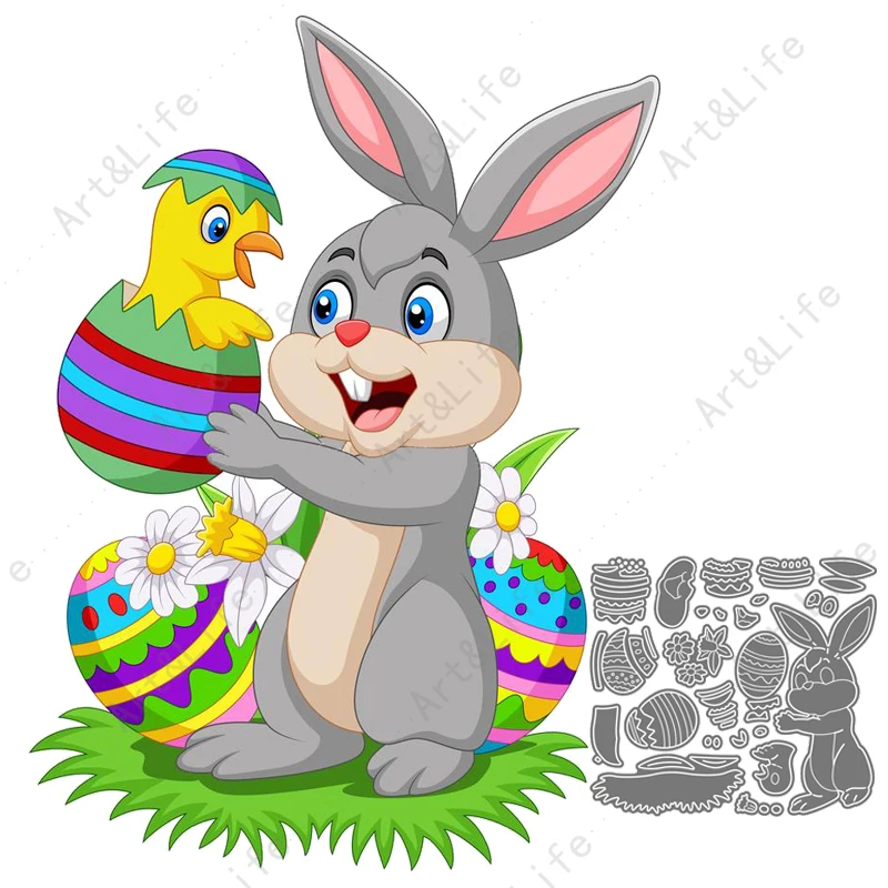 

Easter Rabbit Bunny Eggs Hot New Metal Cutting Dies Stencil for Making Scrapbook Album Birthday Paper Cards Embossing Cut Die