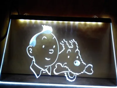 G129 Tintin и заснеженные Приключения комикс Новый светодиодный неоновый