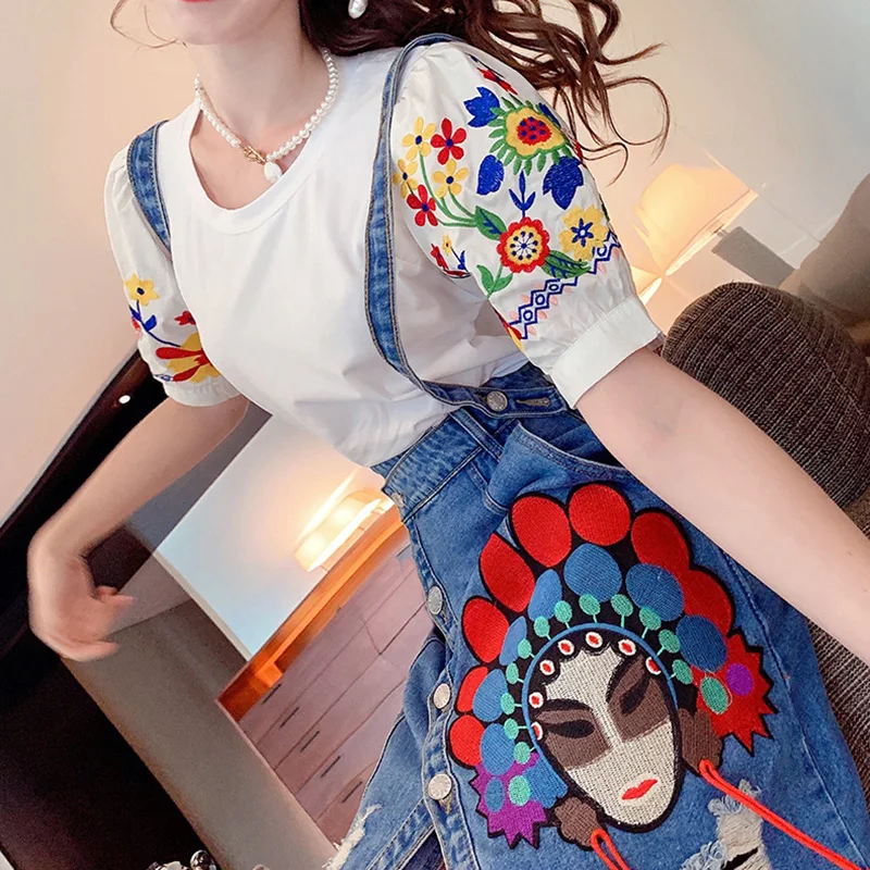 Женский костюм из двух предметов изысканная белая блузка с пышными рукавами и