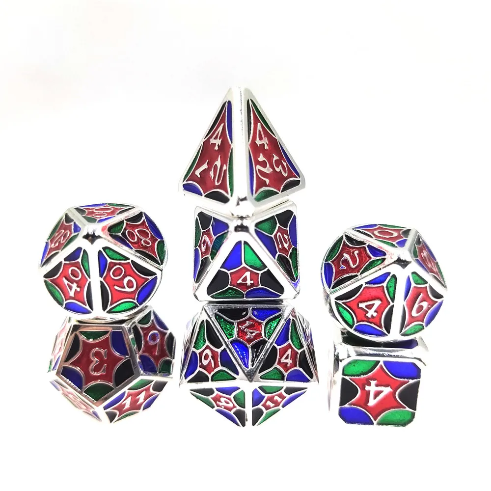 

7 шт. металлические кости Galaxy D & D, металлические кости DND, набор многогранных металлических костей, для ролевых игр MTG Pathfinder