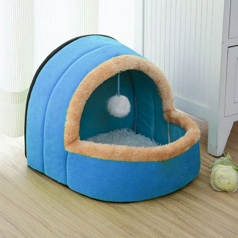 Кровать для домашних животных собак кошек щенков дом с игрушечным мячом теплая