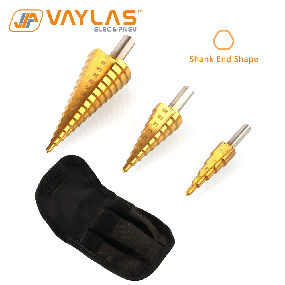 3 х частей Титан Шаг сверло набор высокого Скорость металлический Сталь двойные