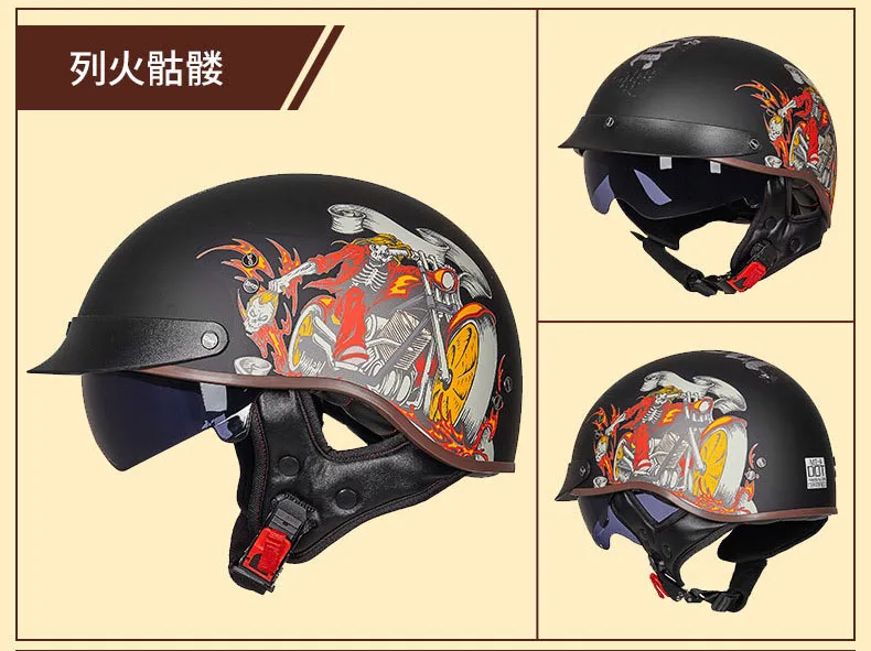 Colour 8 GXT мотоциклетный шлем, Мужской винтажный шлем Casco, мотоциклетный шлем с открытым лицом, мотоциклетный гоночный шлем для верховой езды, с сертификацией в горошек - Цвет: Colour 8