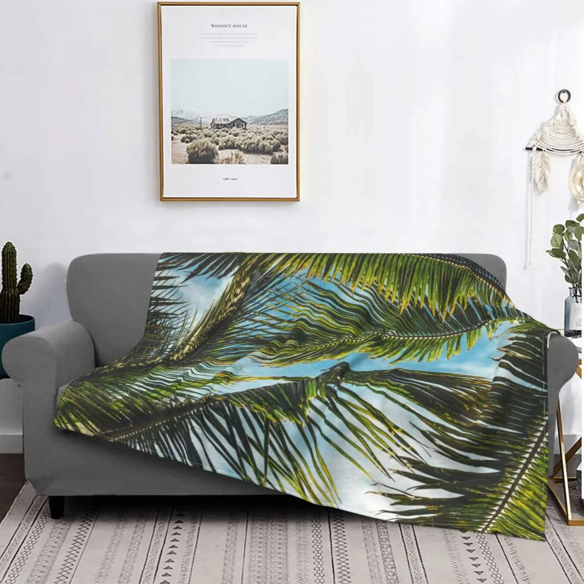 

Plant More Palm Tree Blankets Fleece Print Tropical Multi-function Super Warm Throw Blankets for Sofa Outdoor Rug Piece