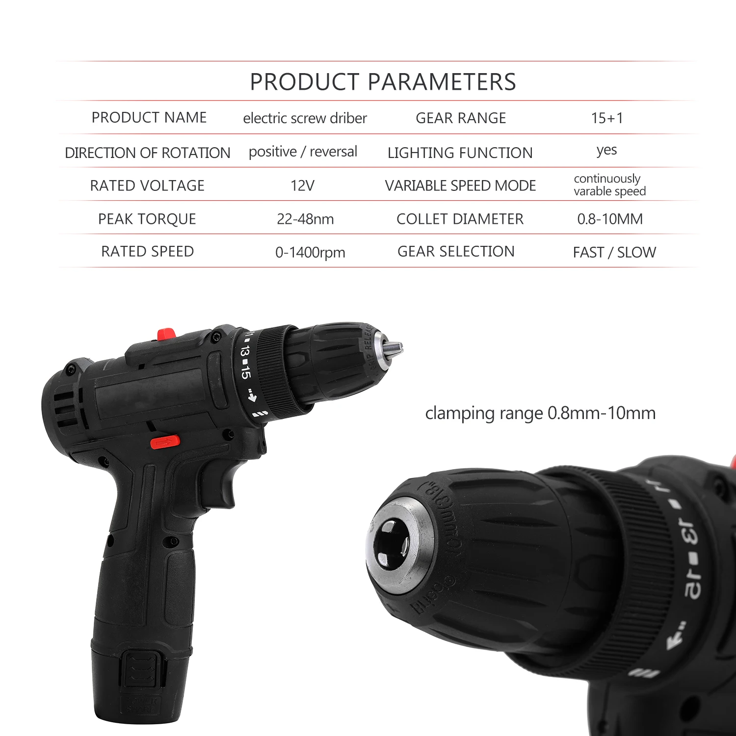 Многофункциональная аккумуляторная электрическая Ударная дрель 12 В