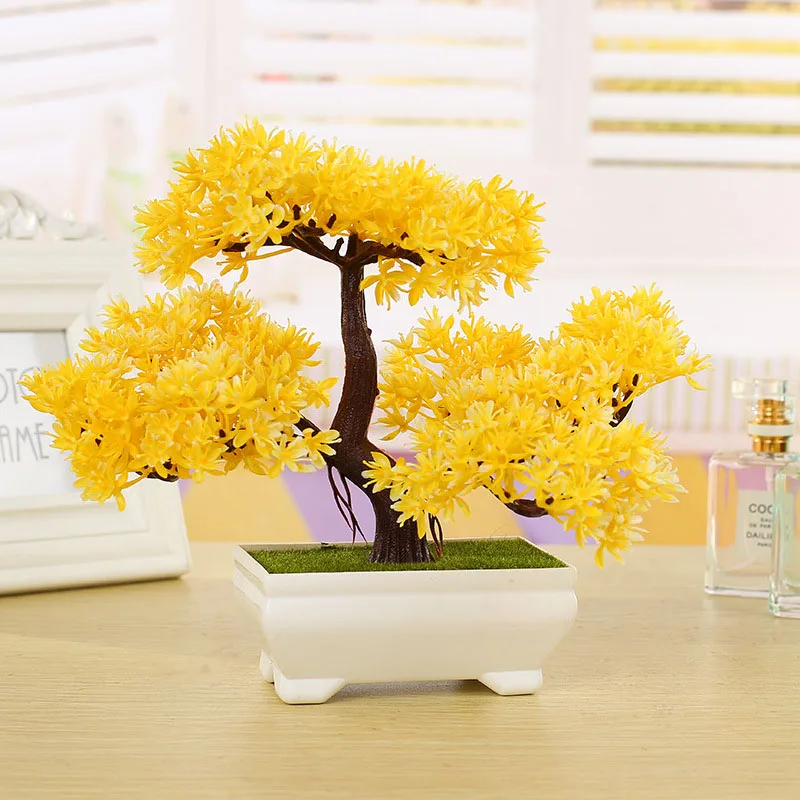 Yellow Имитация сосны цветок искусственные растения бонсай поддельные зеленые горшки растения украшения домашний Декор Ремесло - Цвет: Yellow