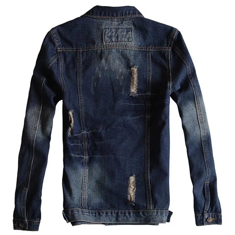 

2020 Spring and Autumn Japanese Denim Jackets For Men Hole Jean Jacket Coats Youth Mens Overcoats Long-sleeved Mens Clothing 3XL