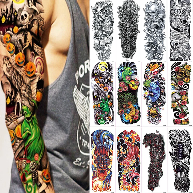 Водостойкие Временные татуировки на всю руку для мужчин и женщин крутые ножки