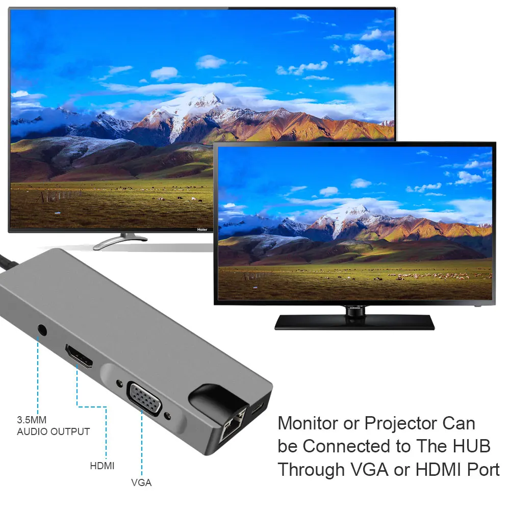 9 в 1 Тип C концентратор USB кабель-Переходник на HDMI VGA RJ45 3 0 Порты SD/устройство для