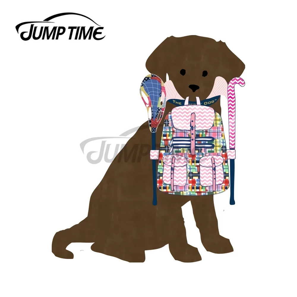 JumpTime 13x8,6 см, шоколадная лаборатория, вернуться в школу, Хоккей, Лакросс, искусственная кожа, отличная наклейка, виниловый автомобильный стик...