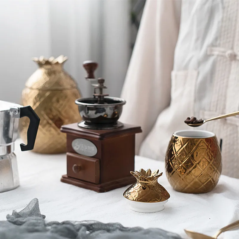 Креативная ананасовая керамическая банка для хранения чая зерна кофе