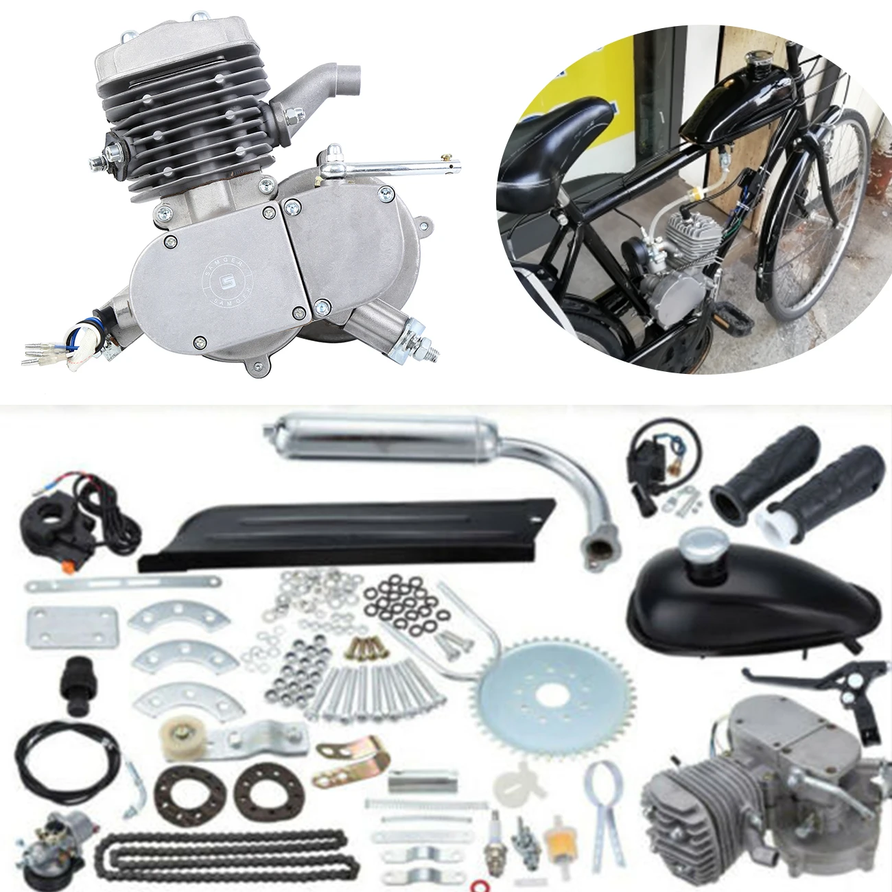 Samger 80cc велосипедный газовый двигатель комплект 2 тактный для DIY электрический