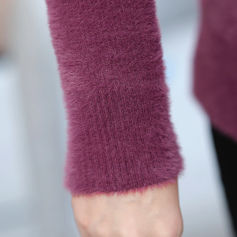 Женские свитера с вышивкой из искусственной норки осенне-зимние топы цветами