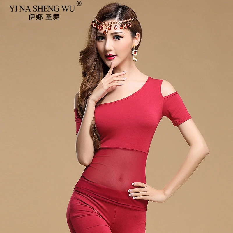 Костюм для танца живота топ сексуальная модель футболка женские асимметричные