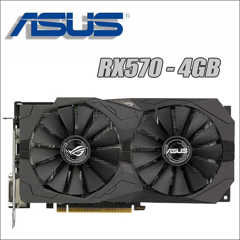 Видеокарта ASUS RX 570 4GB 256Bit GDDR5, видеокарты для AMD RX 500 серии, VGA карты RX570 RX580 580 8G, Дисплей HDMI DVI