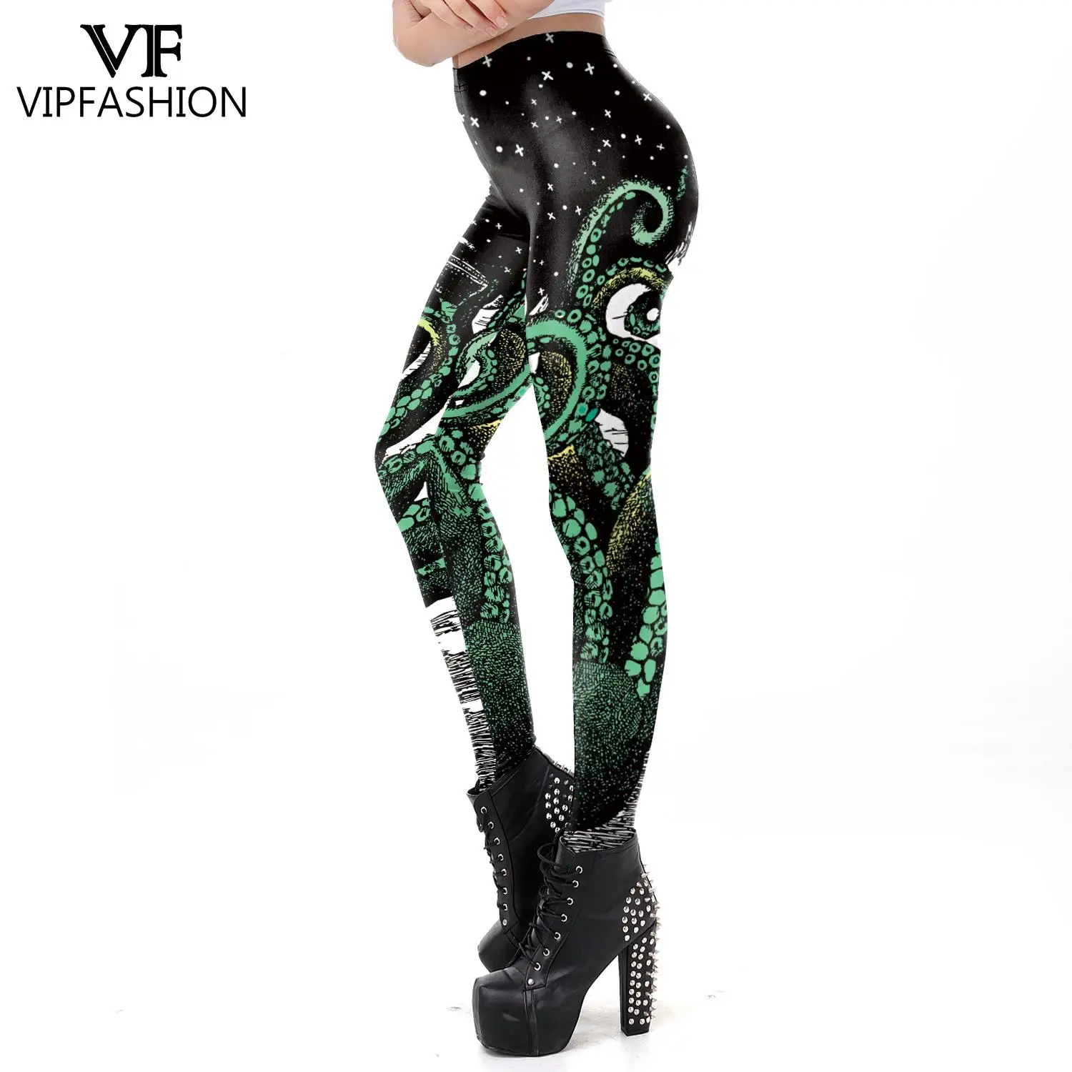 

Модные леггинсы VIP с мультяшным рисунком осьминога, с 3D принтом, облегающие узкие брюки с высокой талией, сексуальная женская одежда для под...