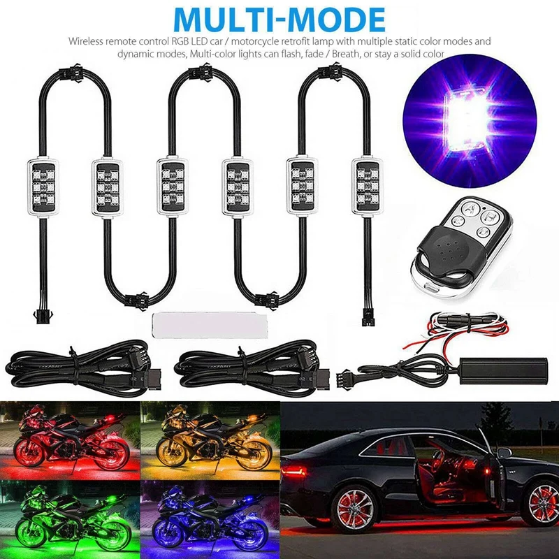 6 шт. светодиодная неоновая осветительная лента RGB для мотоцикла квадроцикла |