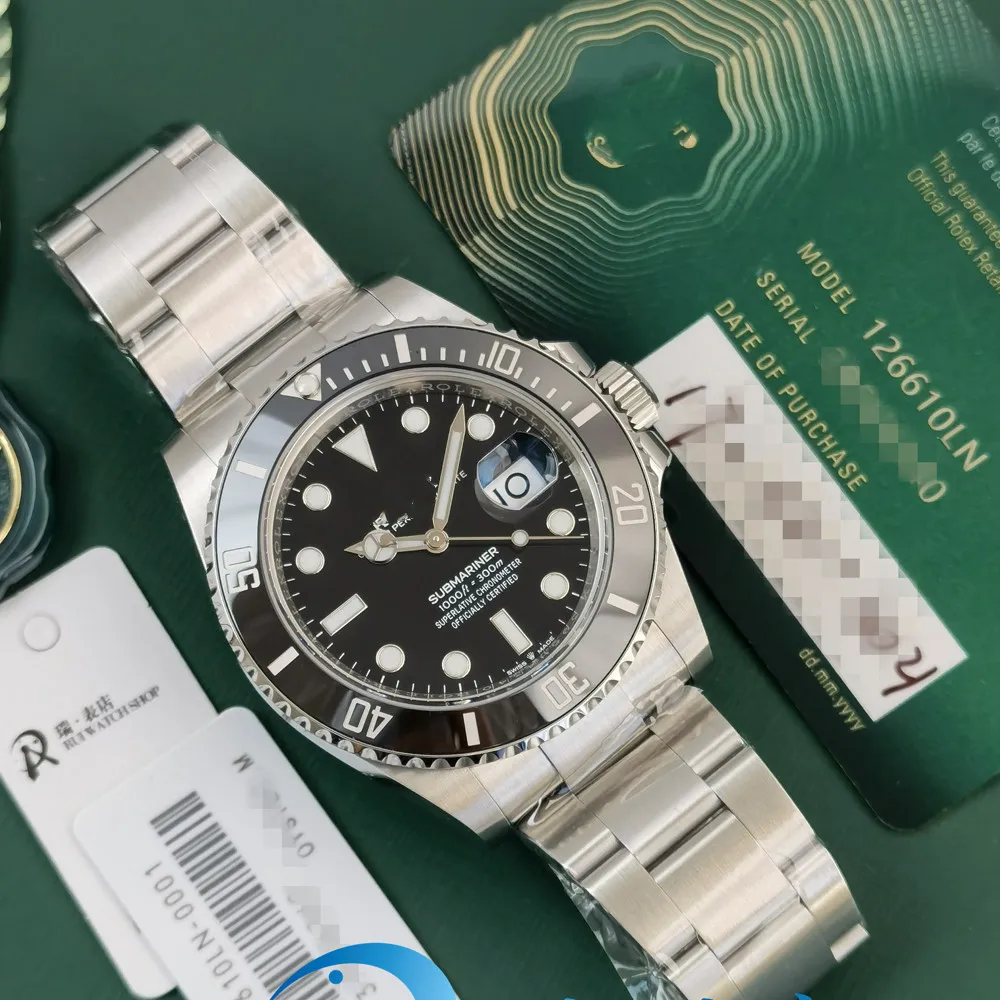 

2020 40MM Men Watch 3135 Automatic Mechanical Rox Submariner series men's 904 steel watch black Submarine
