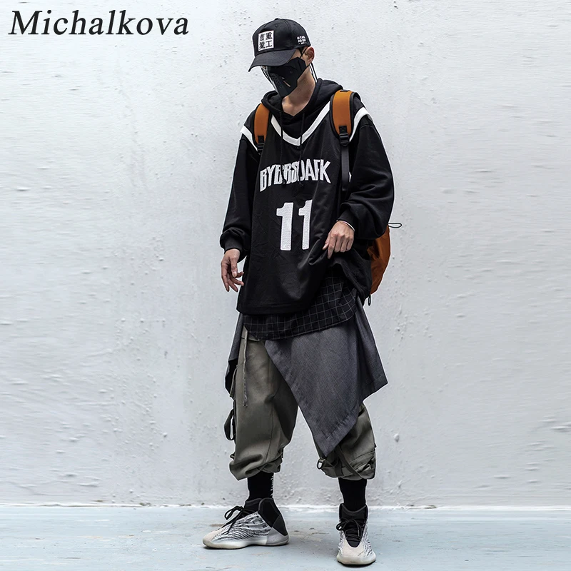 Michalkova Harajuku Ninja 11 баскетбольная Свободная Толстовка в стиле хип хоп с принтом