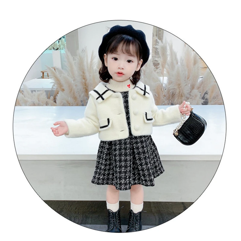 

Girls' Small Incense Style Skirt Suit 2021 New Children's Western Style Two-Piece Children's Autumn And Winter Clothes