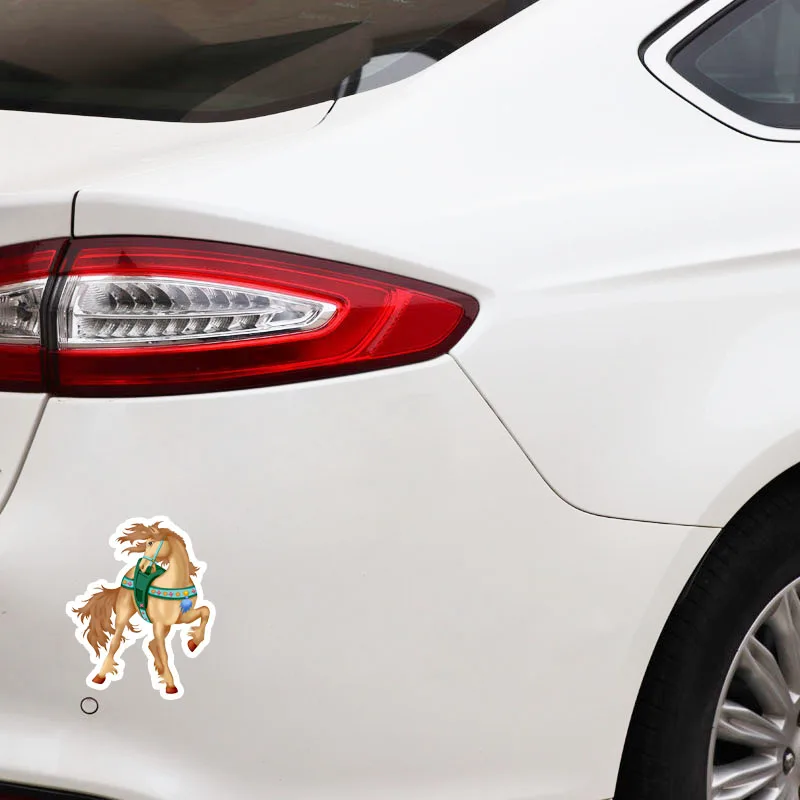 

Cartoon Car Sticker Colorful Horse Decoration Vinyl Decal Cover Scratches Motorcycles Laptop Fridge Fashion Sticker KK 14cm*11cm