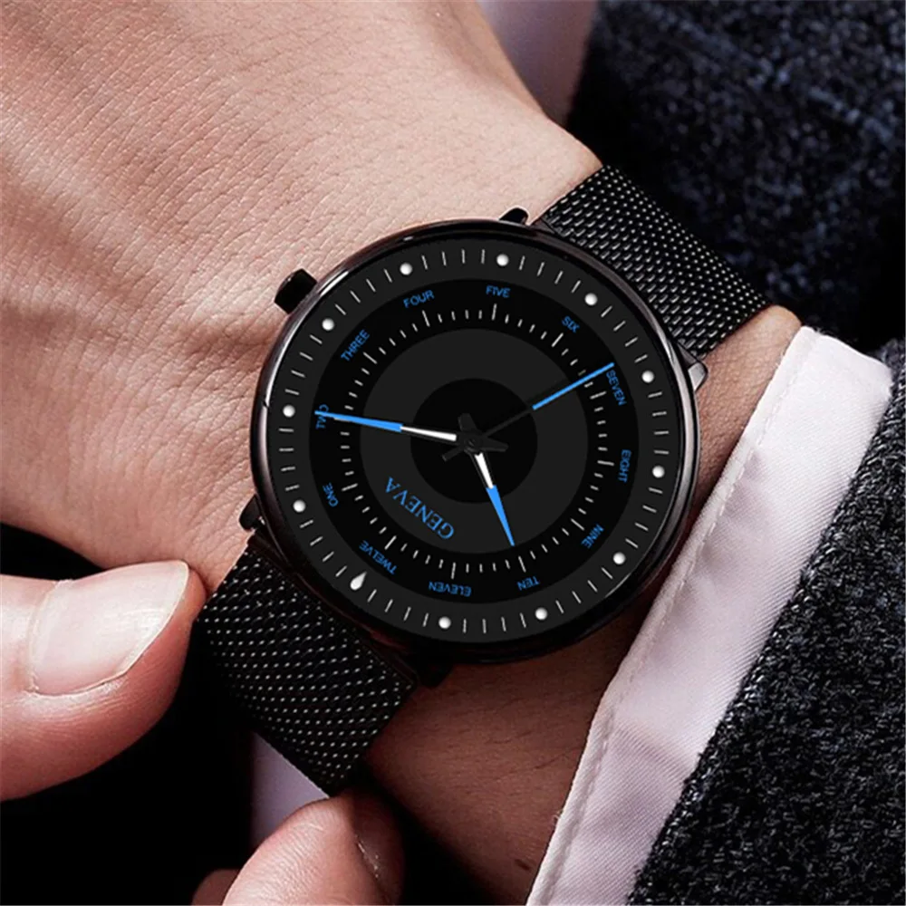 

Luxury Watches Alloy Men Mesh Ultra-thin Luminous Stainless Steel Quartz Wrist Watch Male Clock Reloj Hombre Relogio Masculino
