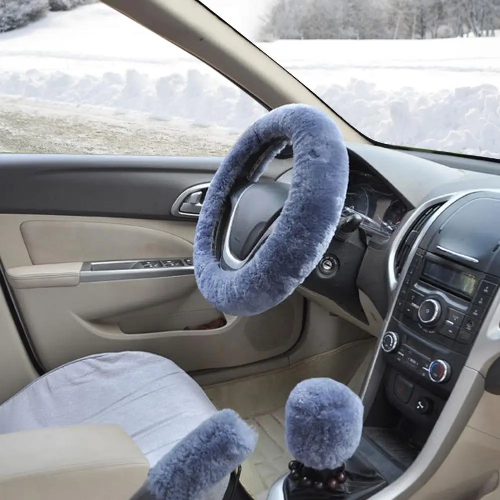 3 шт./компл. нескользящий чехол из искусственной шерсти для руля универсальный