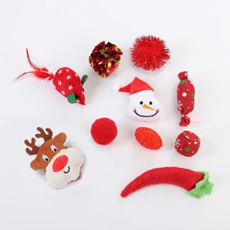 Sock Packing Pet Cat Toy Christmas Combination Set Mini Funny Playing Toys For Cats Colorful Plush 2021 New | Дом и сад