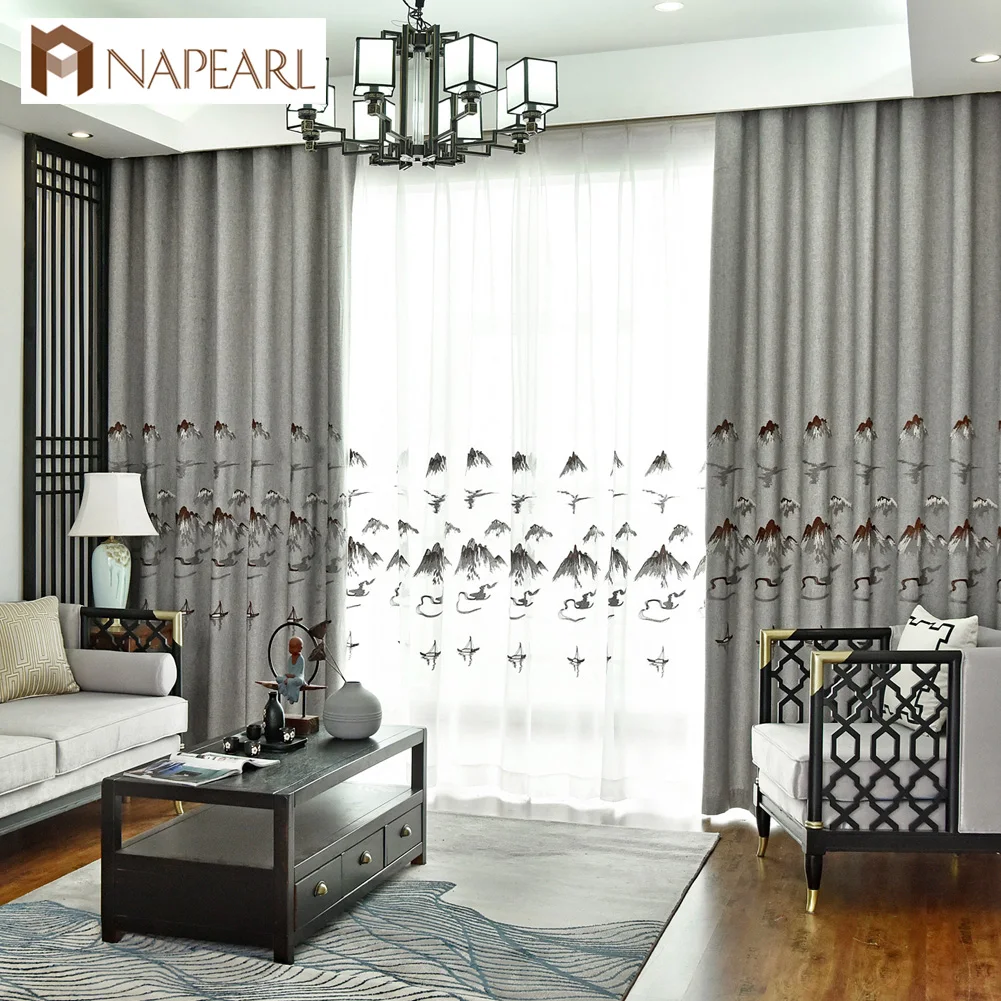 NAPEARL 1 шт. классический дизайн шторы с вышивкой горная драпировка домашний декор