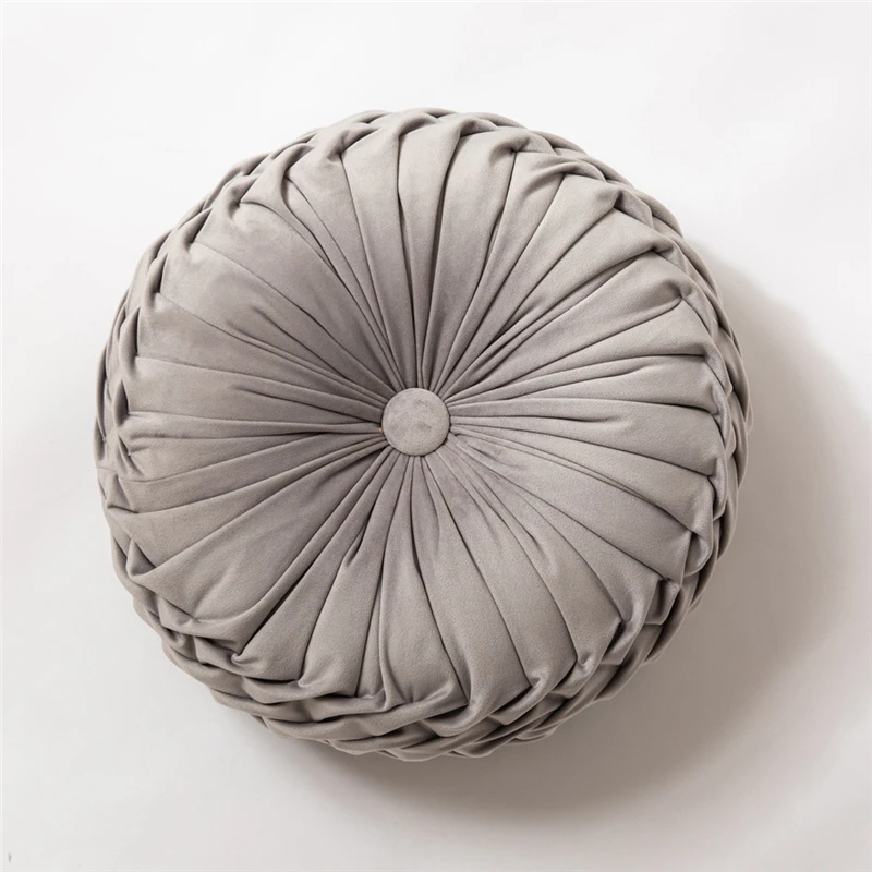 

40cm Round European Light Luxury Handmade Dutch Velvet Pillow Solid Color Rolled Texture Bay Window Cushion